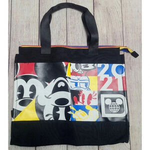 Disney Store Parks Mickey Mouse Double Strap Tote Bag Black Red Blue One Size